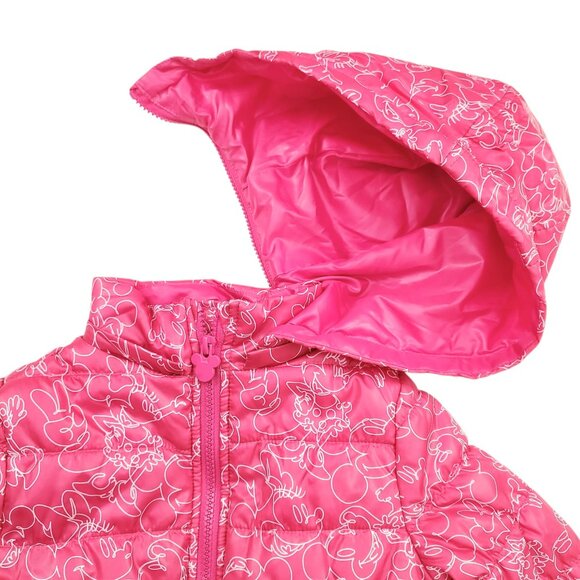 Disney Puffer Jacket Girls 4 Pink Minnie Mouse Full Zip Fleece Lined Warm Winter - Picture 5 of 12